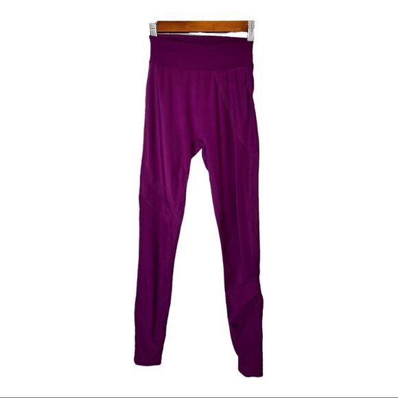 GYMSHARK Mesh Leggings Full Length in Maroon Size XS - Picture 1 of 7